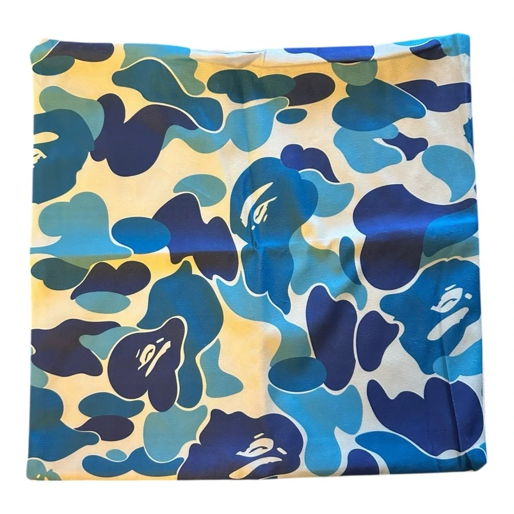 Set of 2 Blue Camouflage Abstract Throw Pillow Covers – 18x18”